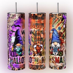 20oz HAPPY HALLOTHANKSMAS INSULATED SUBLIMATED STAINLESS STEEL TUMBLER